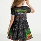 Penrith Panthers Kid Short Sleeve Dress The Scream of Lightning Eyes - Indigenous Dot Ripping Effect