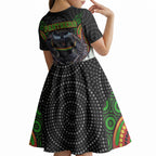 Penrith Panthers Kid Short Sleeve Dress The Scream of Lightning Eyes - Indigenous Dot Ripping Effect