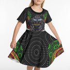 Penrith Panthers Kid Short Sleeve Dress The Scream of Lightning Eyes - Indigenous Dot Ripping Effect