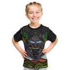 Penrith Panthers Kid T Shirt The Scream of Lightning Eyes - Indigenous Dot Ripping Effect