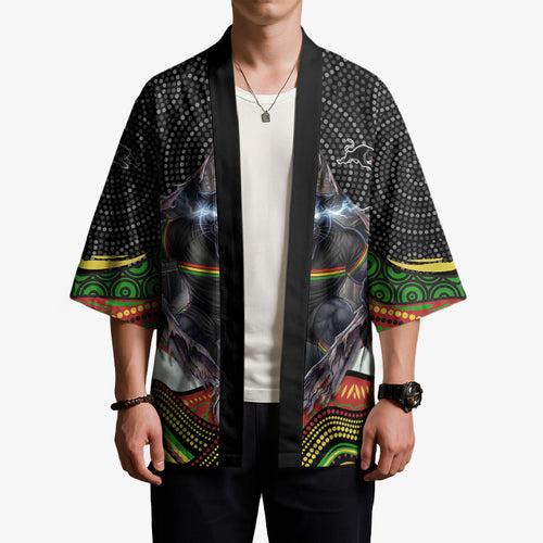 Penrith Panthers Kimono The Scream of Lightning Eyes - Indigenous Dot Ripping Effect