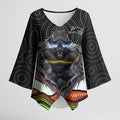 Penrith Panthers Kimono Sleeve Blouse The Scream of Lightning Eyes - Indigenous Dot Ripping Effect