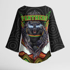 Penrith Panthers Kimono Sleeve Blouse The Scream of Lightning Eyes - Indigenous Dot Ripping Effect