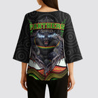 Penrith Panthers Kimono Sleeve Blouse The Scream of Lightning Eyes - Indigenous Dot Ripping Effect