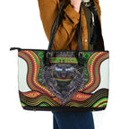 Penrith Panthers Leather Tote Bag The Scream of Lightning Eyes - Indigenous Dot Ripping Effect