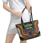 Penrith Panthers Leather Tote Bag The Scream of Lightning Eyes - Indigenous Dot Ripping Effect