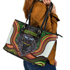 Penrith Panthers Leather Tote Bag The Scream of Lightning Eyes - Indigenous Dot Ripping Effect