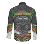 Penrith Panthers Long Sleeve Button Shirt The Scream of Lightning Eyes - Indigenous Dot Ripping Effect