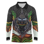 Penrith Panthers Long Sleeve Polo Shirt The Scream of Lightning Eyes - Indigenous Dot Ripping Effect