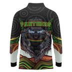 Penrith Panthers Long Sleeve Polo Shirt The Scream of Lightning Eyes - Indigenous Dot Ripping Effect