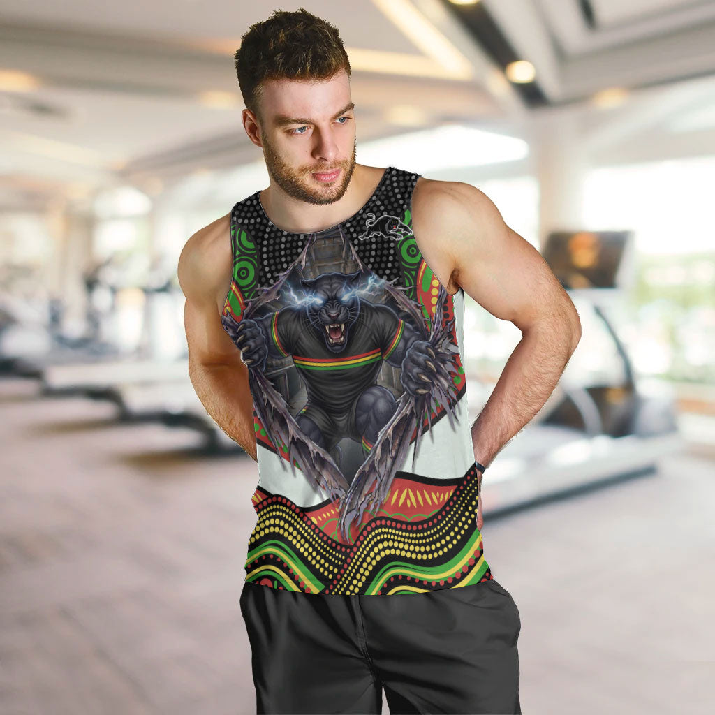 Penrith Panthers Men Tank Top The Scream of Lightning Eyes - Indigenous Dot Ripping Effect