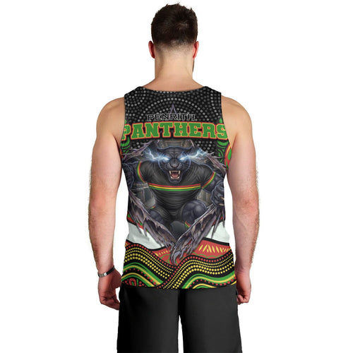 Penrith Panthers Men Tank Top The Scream of Lightning Eyes - Indigenous Dot Ripping Effect