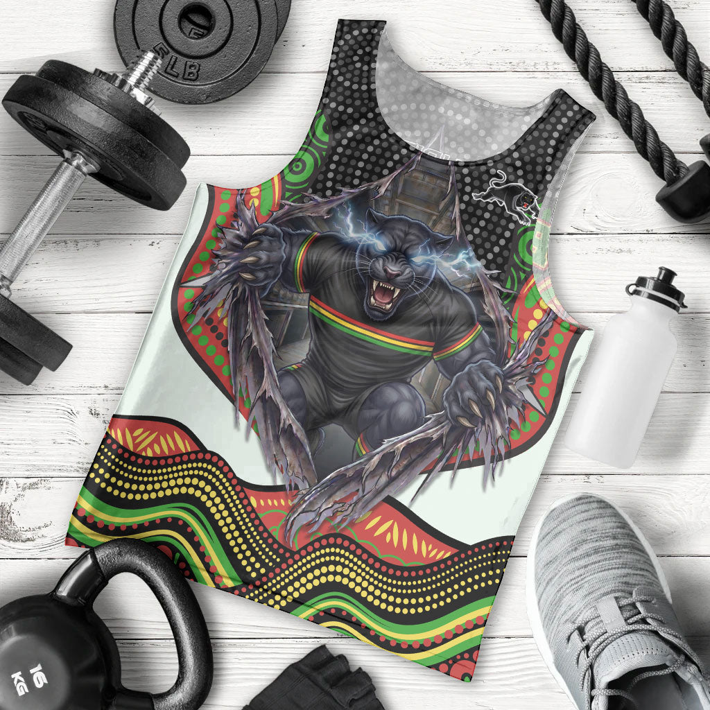 Penrith Panthers Men Tank Top The Scream of Lightning Eyes - Indigenous Dot Ripping Effect