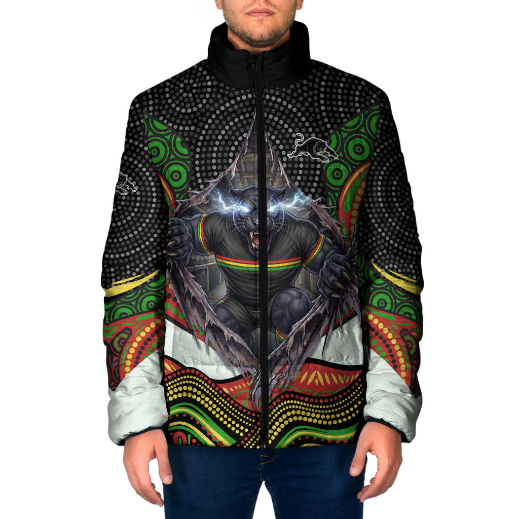 Penrith Panthers Padded Jacket The Scream of Lightning Eyes - Indigenous Dot Ripping Effect