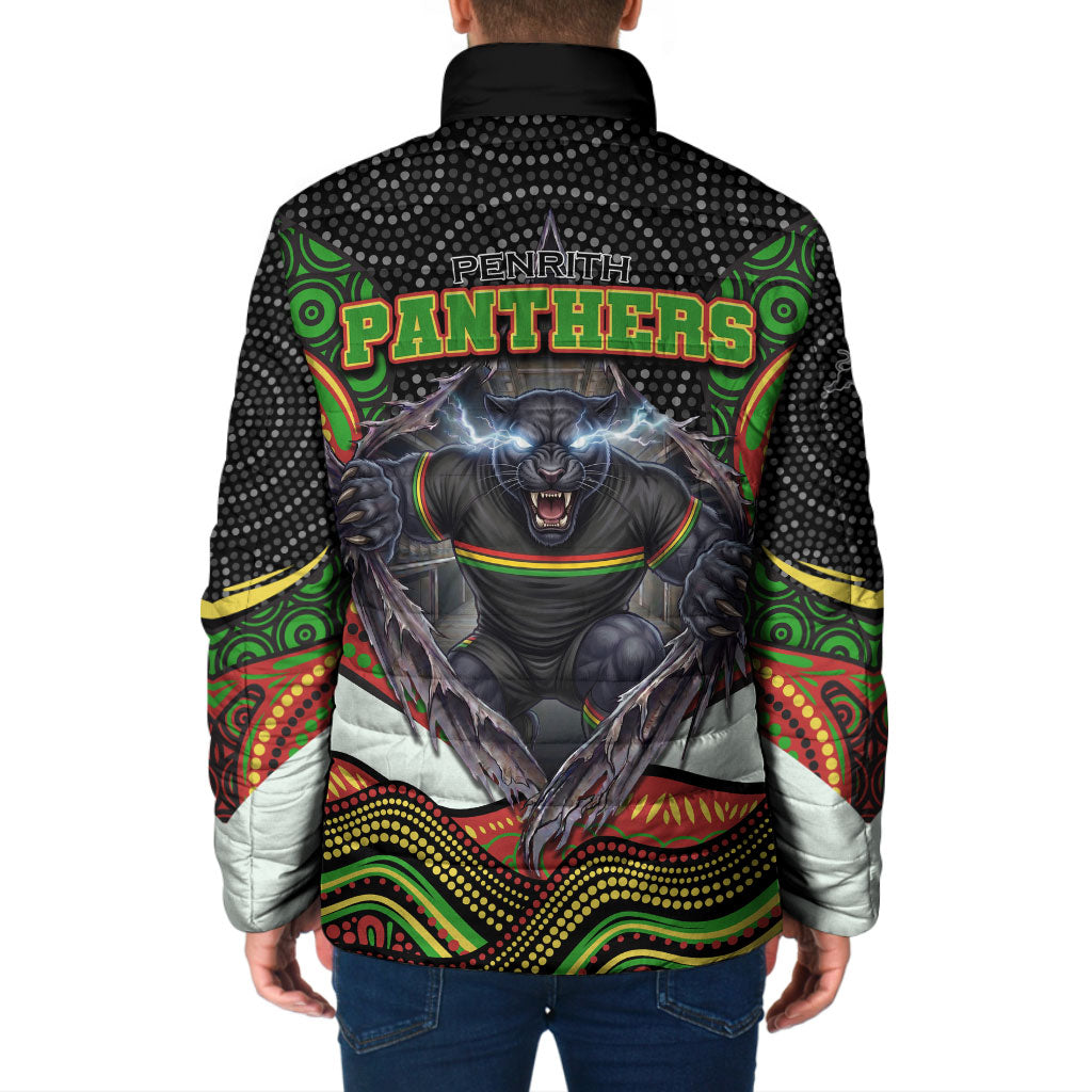 Penrith Panthers Padded Jacket The Scream of Lightning Eyes - Indigenous Dot Ripping Effect
