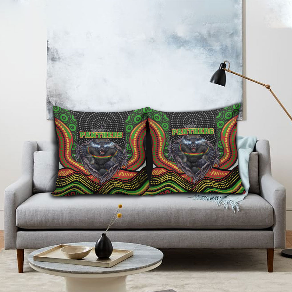 Penrith Panthers Pillow Cover The Scream of Lightning Eyes - Indigenous Dot Ripping Effect