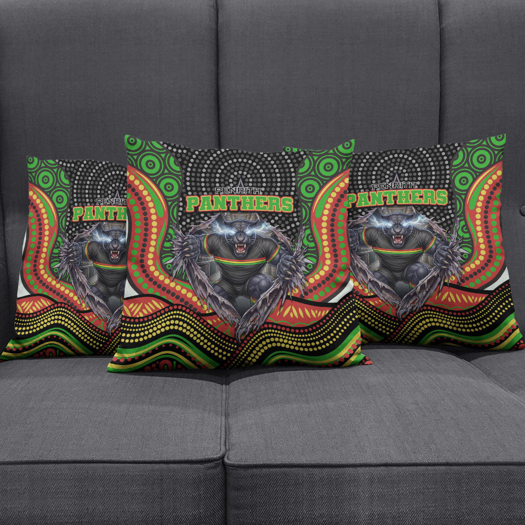 Penrith Panthers Pillow Cover The Scream of Lightning Eyes - Indigenous Dot Ripping Effect