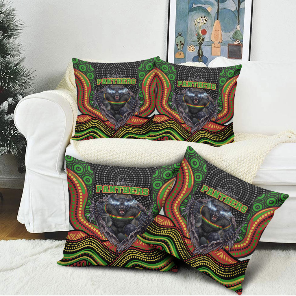 Penrith Panthers Pillow Cover The Scream of Lightning Eyes - Indigenous Dot Ripping Effect