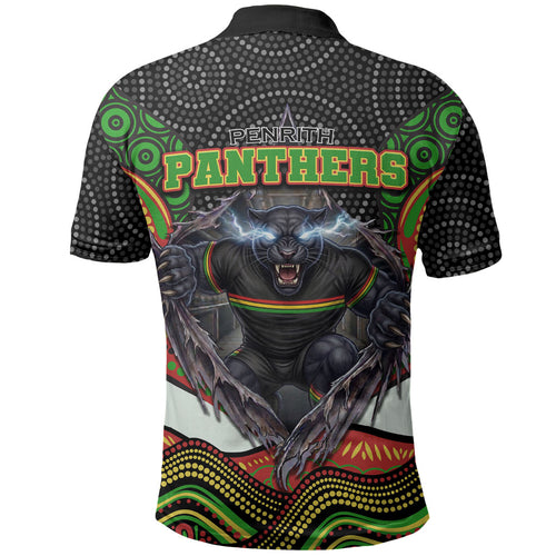 Penrith Panthers Polo Shirt The Scream of Lightning Eyes - Indigenous Dot Ripping Effect