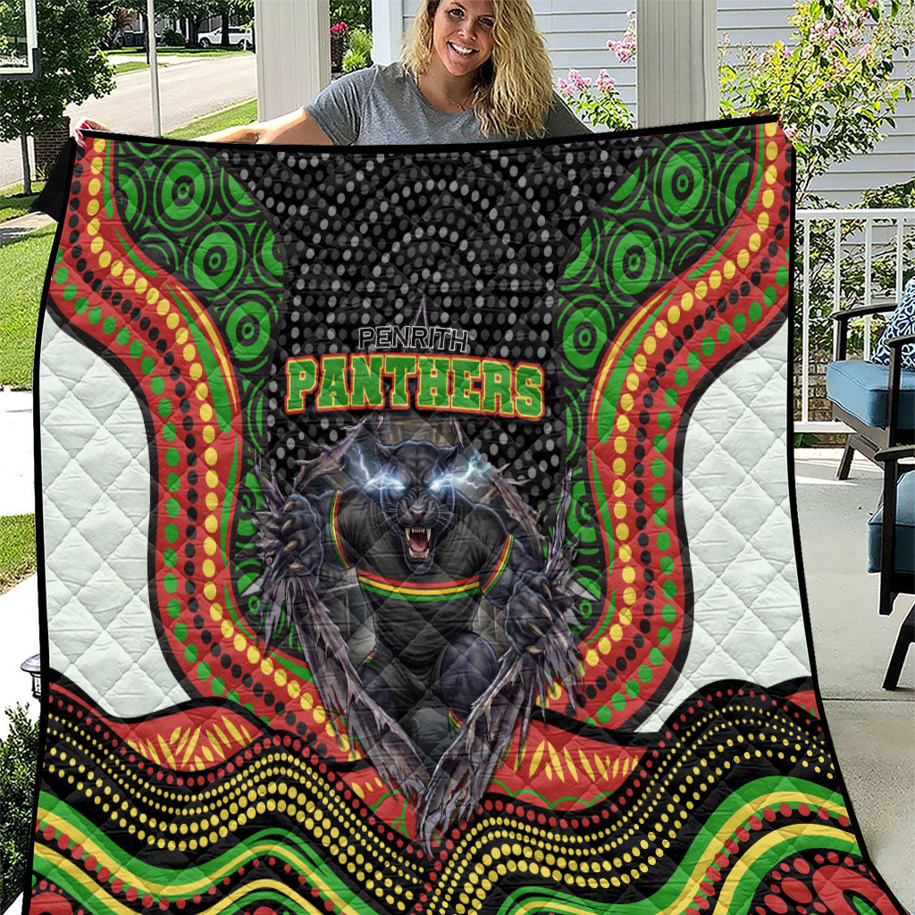 Penrith Panthers Quilt The Scream of Lightning Eyes - Indigenous Dot Ripping Effect