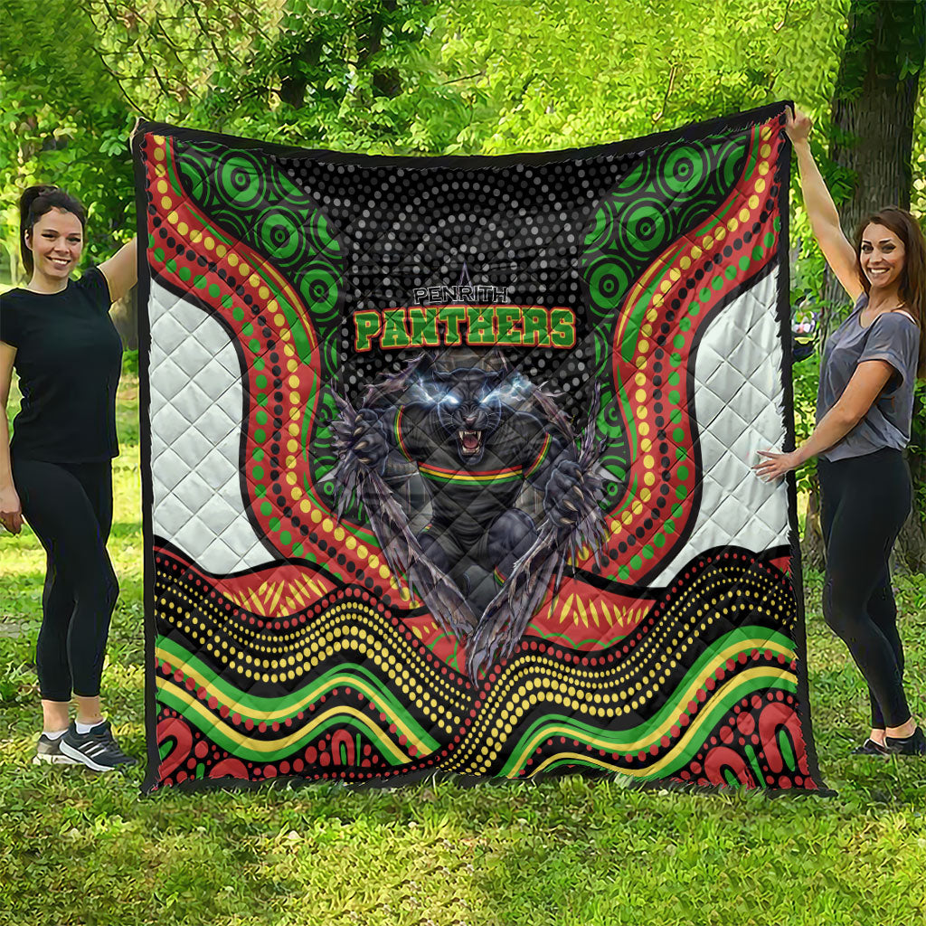 Penrith Panthers Quilt The Scream of Lightning Eyes - Indigenous Dot Ripping Effect