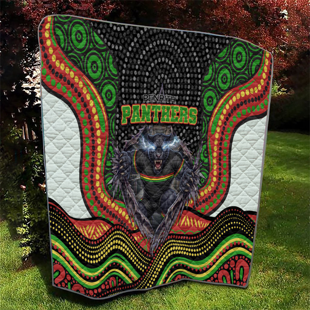 Penrith Panthers Quilt The Scream of Lightning Eyes - Indigenous Dot Ripping Effect