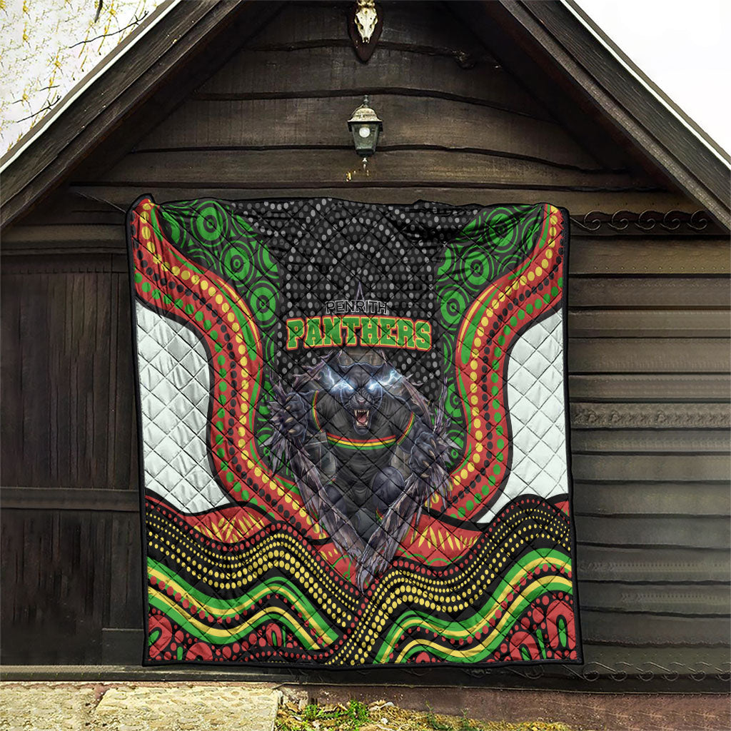 Penrith Panthers Quilt The Scream of Lightning Eyes - Indigenous Dot Ripping Effect