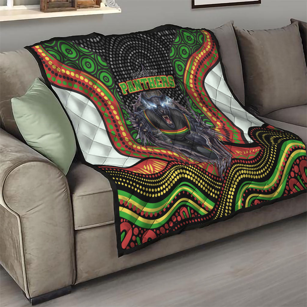 Penrith Panthers Quilt The Scream of Lightning Eyes - Indigenous Dot Ripping Effect