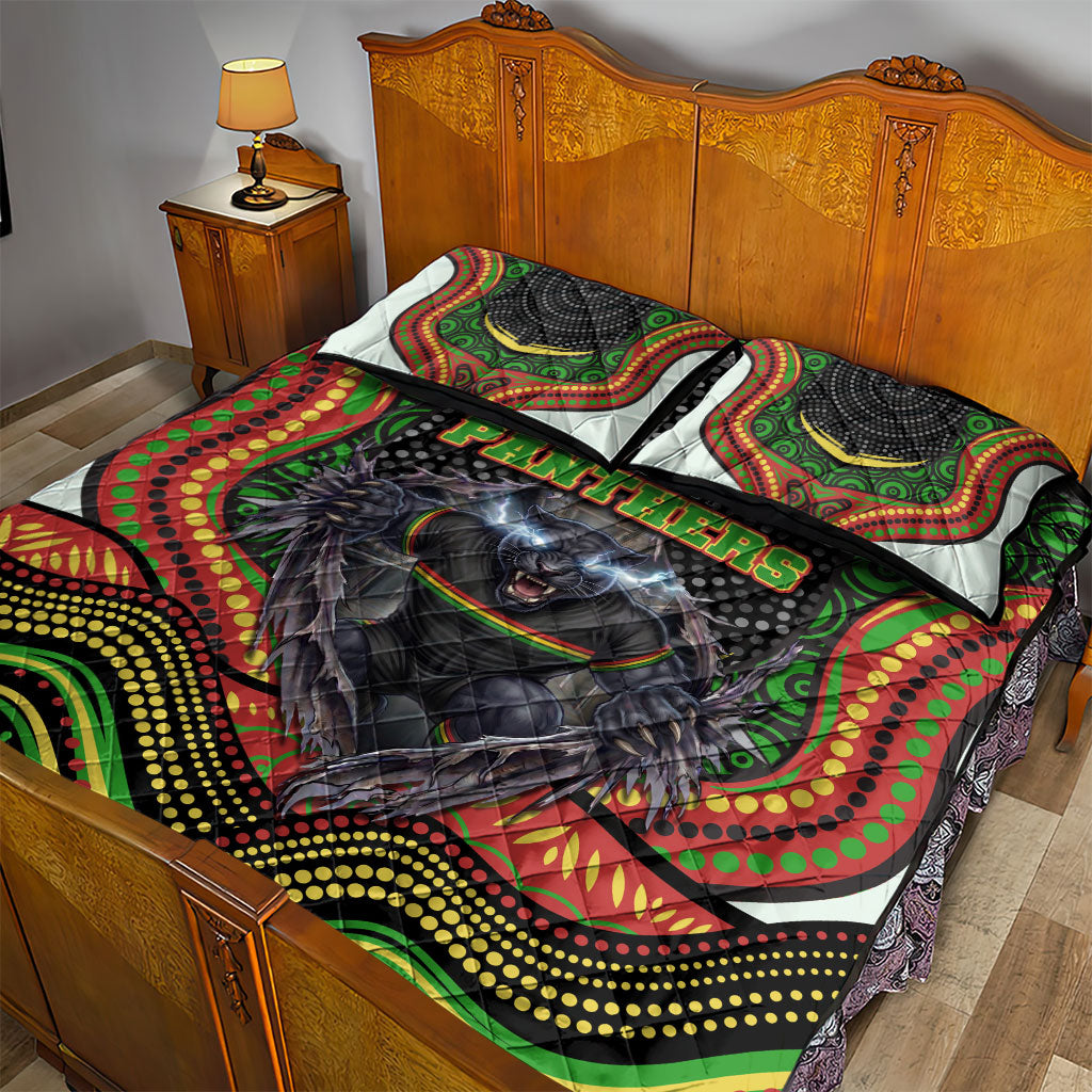 Penrith Panthers Quilt Bed Set The Scream of Lightning Eyes - Indigenous Dot Ripping Effect
