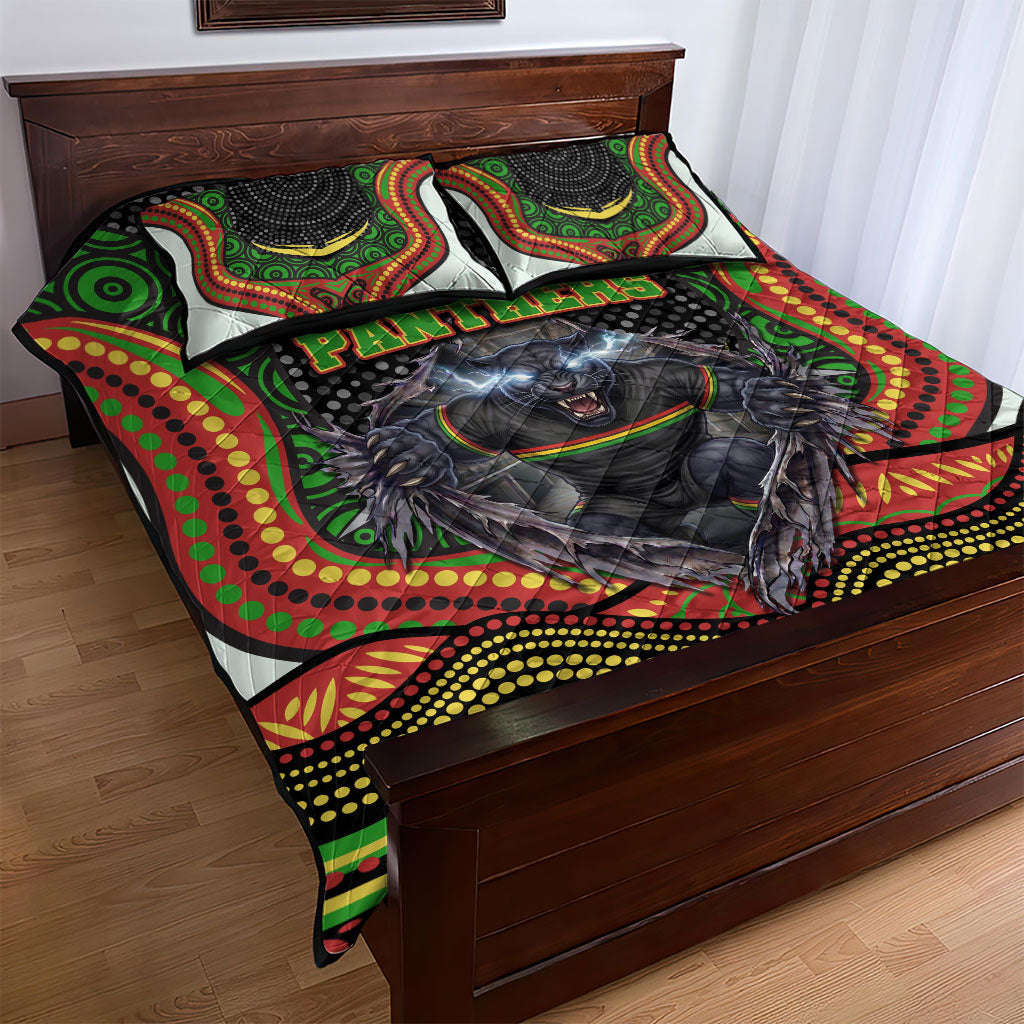 Penrith Panthers Quilt Bed Set The Scream of Lightning Eyes - Indigenous Dot Ripping Effect