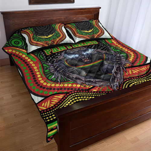 Penrith Panthers Quilt Bed Set The Scream of Lightning Eyes - Indigenous Dot Ripping Effect