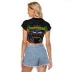 Penrith Panthers Raglan Cropped T Shirt The Scream of Lightning Eyes - Indigenous Dot Ripping Effect