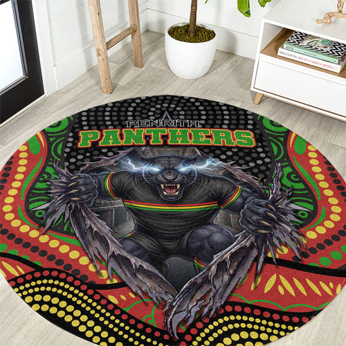 Penrith Panthers Round Carpet The Scream of Lightning Eyes - Indigenous Dot Ripping Effect