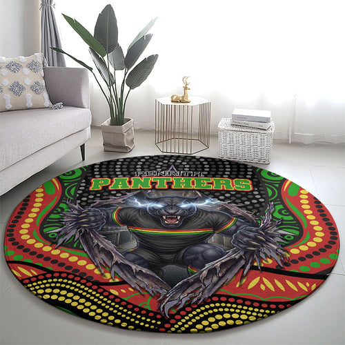 Penrith Panthers Round Carpet The Scream of Lightning Eyes - Indigenous Dot Ripping Effect