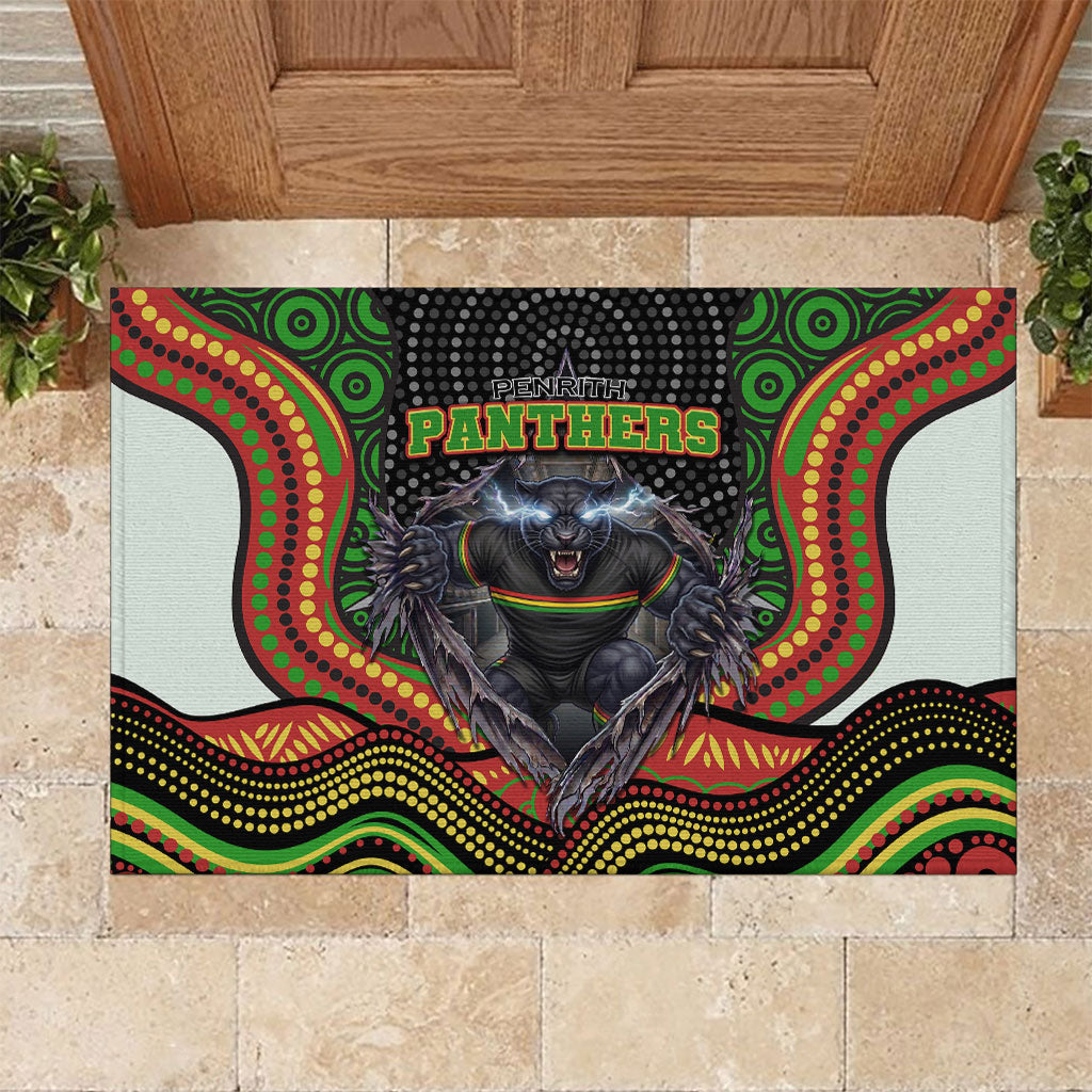Penrith Panthers Rubber Doormat The Scream of Lightning Eyes - Indigenous Dot Ripping Effect