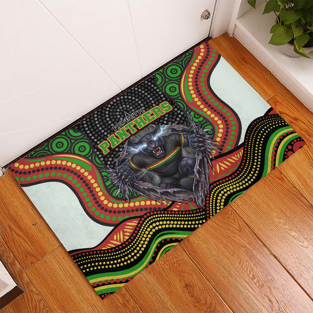 Penrith Panthers Rubber Doormat The Scream of Lightning Eyes - Indigenous Dot Ripping Effect