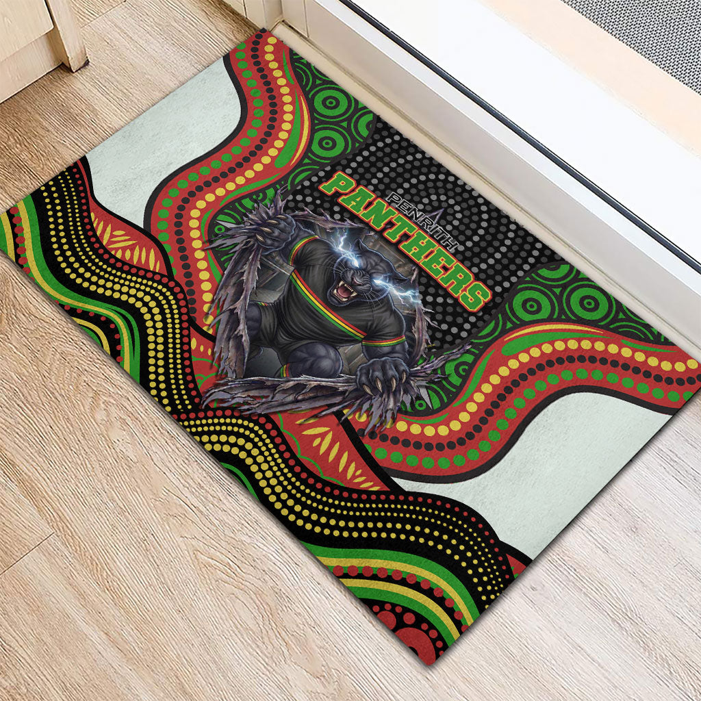 Penrith Panthers Rubber Doormat The Scream of Lightning Eyes - Indigenous Dot Ripping Effect