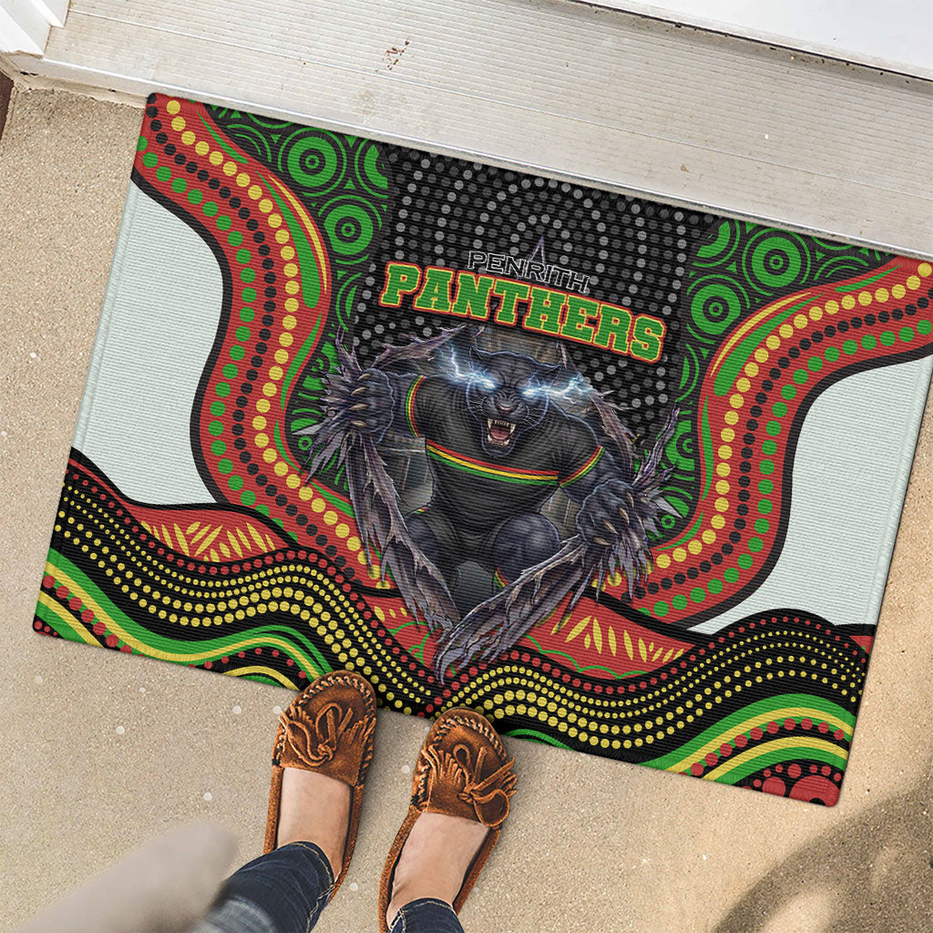Penrith Panthers Rubber Doormat The Scream of Lightning Eyes - Indigenous Dot Ripping Effect