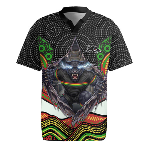 Penrith Panthers Rugby Jersey The Scream of Lightning Eyes - Indigenous Dot Ripping Effect