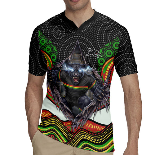 Penrith Panthers Rugby Jersey The Scream of Lightning Eyes - Indigenous Dot Ripping Effect