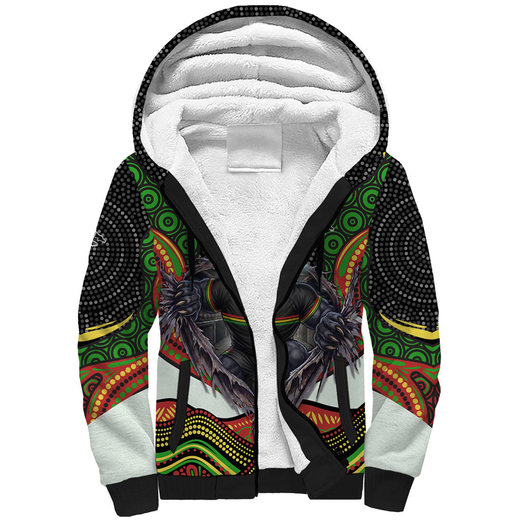 Penrith Panthers Sherpa Hoodie The Scream of Lightning Eyes - Indigenous Dot Ripping Effect