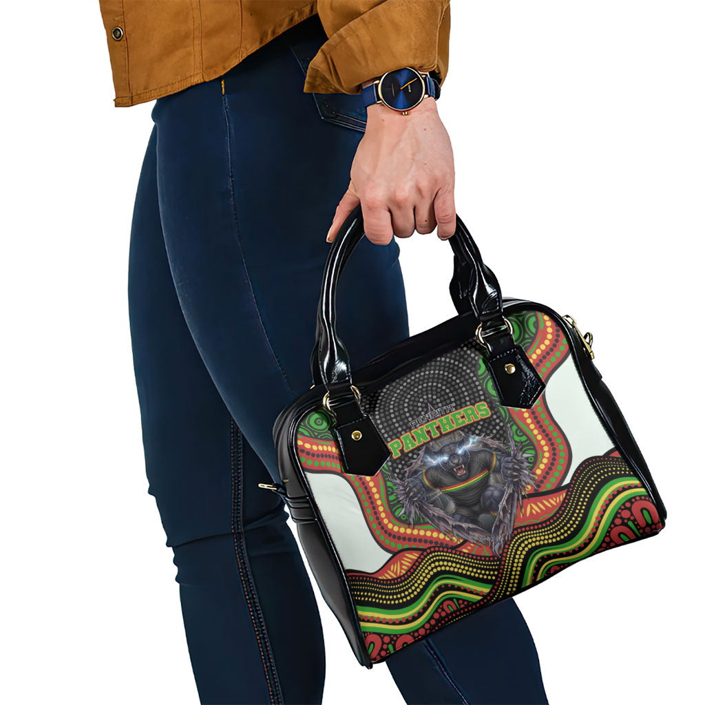 Penrith Panthers Shoulder Handbag The Scream of Lightning Eyes - Indigenous Dot Ripping Effect