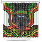 Penrith Panthers Shower Curtain The Scream of Lightning Eyes - Indigenous Dot Ripping Effect