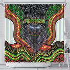 Penrith Panthers Shower Curtain The Scream of Lightning Eyes - Indigenous Dot Ripping Effect