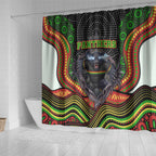 Penrith Panthers Shower Curtain The Scream of Lightning Eyes - Indigenous Dot Ripping Effect