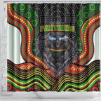 Penrith Panthers Shower Curtain The Scream of Lightning Eyes - Indigenous Dot Ripping Effect