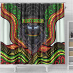 Penrith Panthers Shower Curtain The Scream of Lightning Eyes - Indigenous Dot Ripping Effect