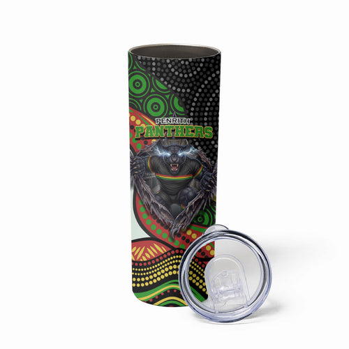 Penrith Panthers Skinny Tumbler The Scream of Lightning Eyes - Indigenous Dot Ripping Effect