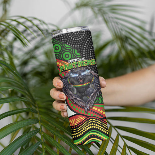 Penrith Panthers Skinny Tumbler The Scream of Lightning Eyes - Indigenous Dot Ripping Effect