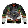 Penrith Panthers Sleeve Zip Bomber Jacket The Scream of Lightning Eyes - Indigenous Dot Ripping Effect